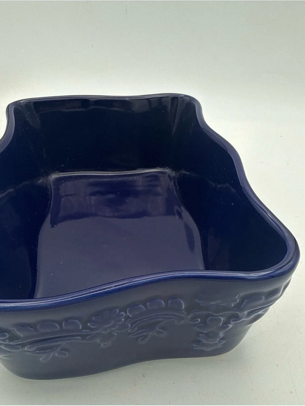 Temp-tations by Tara Cobalt Blue Country Lace Ovenware Loaf Pan 8x6”